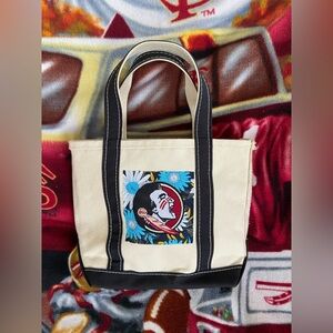 Florida State University L.L. Bean Cream and Black Tote handcrafted